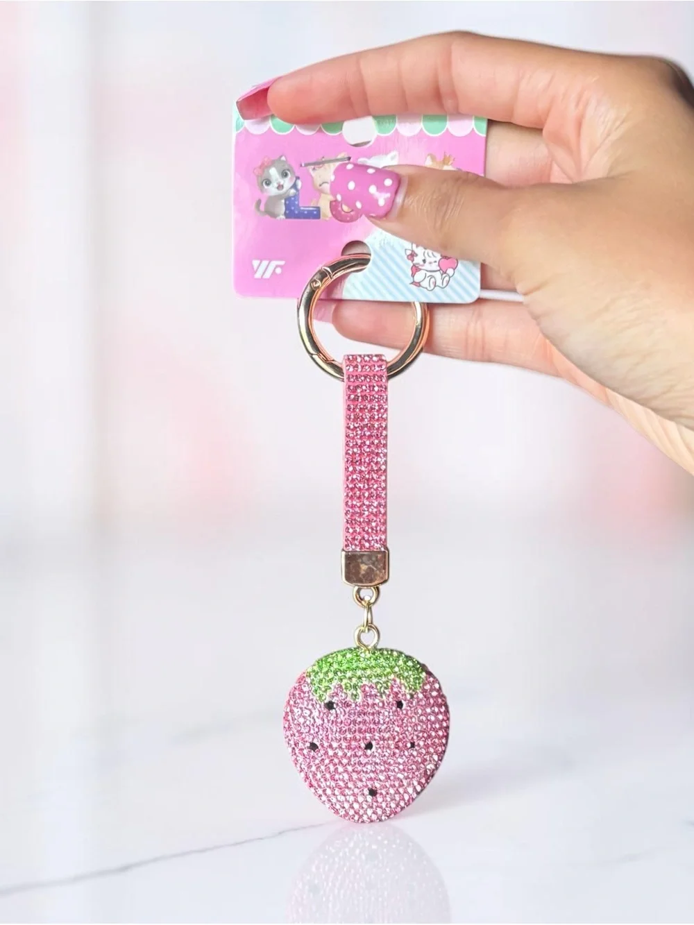 Light Pink Strawberry Keychain